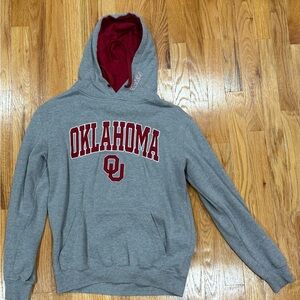 Gray Oklahoma Hoodie with Red Accents